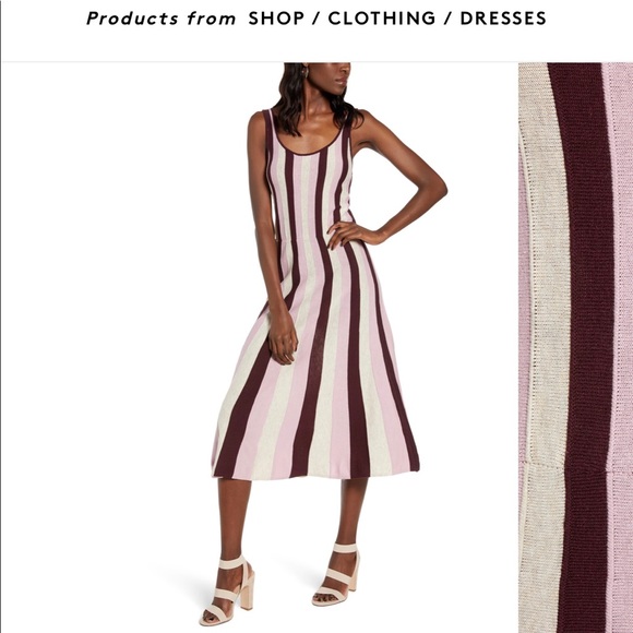 Stripe fit & flare sweater dress